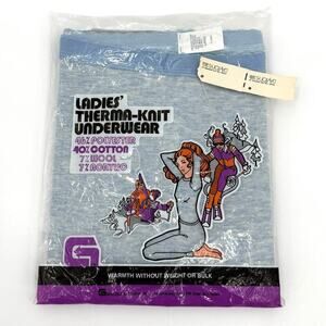 Vintage 1970's NOS Women's Size Large Blue Thermal Long Underwear Ski Outdoors